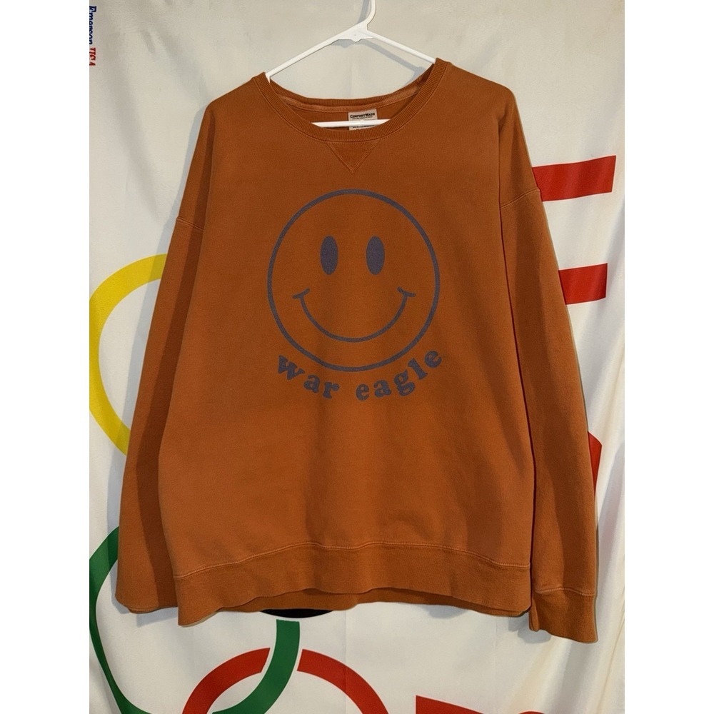Comfort Wash Auburn Tigers War Eagle Sweatshirt XL Smiley Face Football Crewneck